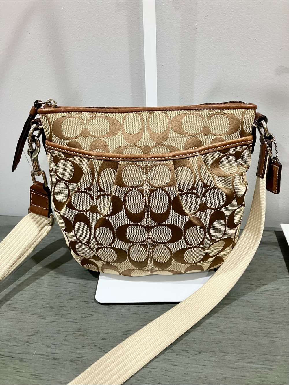 Coach Signature Canvas Crossbody Bag in Tan/Brown